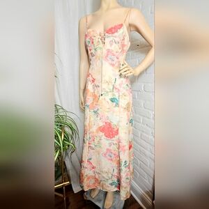 Significant Other Floral Lace-Up Midi Dress Size 10 Spaghetti Strap